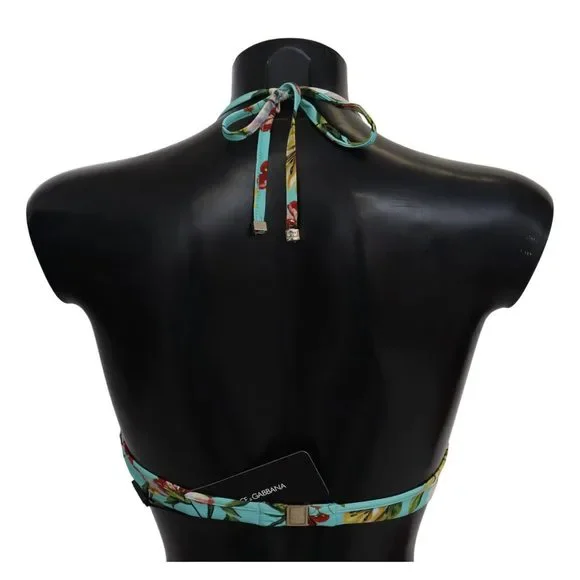 Dolce & Gabbana Mint Green Floral Print Beachwear Bikini Tops - Picture 2 of 4